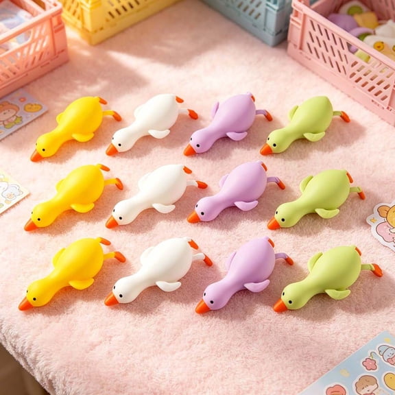 Stretchy Ducks Squeeze Squishies Set of 12,Stress Relief Squeezing Ducks Squishies Stress Relief for Adults ,Sensory Gift Set