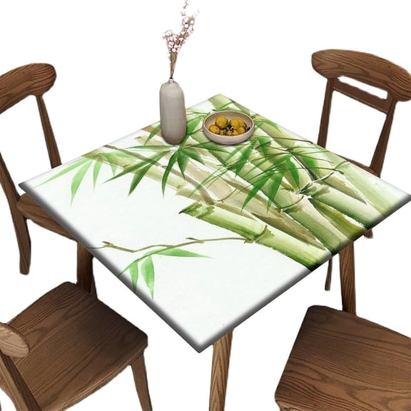 Stretchy Fitted Card Table Cover, Plant Pattern Printed on Wrinkle Resistant Polyester Table Cloth, for Kitchen Dining Party Patio Tabletop Decoration, Fit for 32" x 32"Square Table