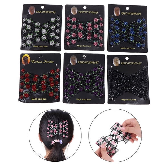 Stretchy Hair Comb Vintage Flower Bead Stretch Hair Comb Metal Comb Clip Hairpin