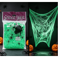 thumbnail image 1 of Stretchy Halloween Spider Silk, 20G Fake SPIDER Silk with 2 Pcs Plastic SPIDER, Spooky Stretch SPIDER Webbing for Indoor & Outdoor Halloween Party Decorations,Green, 1 of 6