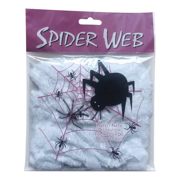 Stretchy Halloween SPIDER Silk, 20G Fake SPIDER Silk with 2 Pcs Plastic SPIDER, Spooky Stretch SPIDER Webbing for Indoor & Outdoor Halloween Party Decorations,White