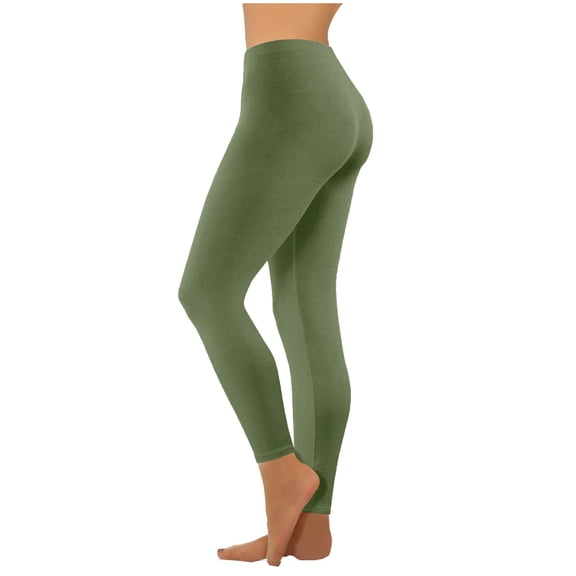Stretchy High Waist Leggings for Women Sports Workout Sports Yoga Pants Activewear Solid Color Tight Fit Jeggings (X-Large, Army Green)