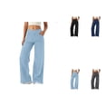thumbnail image 1 of Stretchy High Waisted Flare Jeans for Women Pull On Bell Bottom Denim Pants with Elastic Tummy Control, Skinny to Wide Leg Stretch Waist, 1 of 7