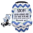 thumbnail image 1 of Stretchy Infant Car Seat Canopy, Baby Carseat Cover, Soft Nursing Breastfeeding Cover, Multi Use Newborn Carrier/Stroller/Shopping Cart Cover, Boy Girl Shower Gift - No Touch Sign, 1 of 1