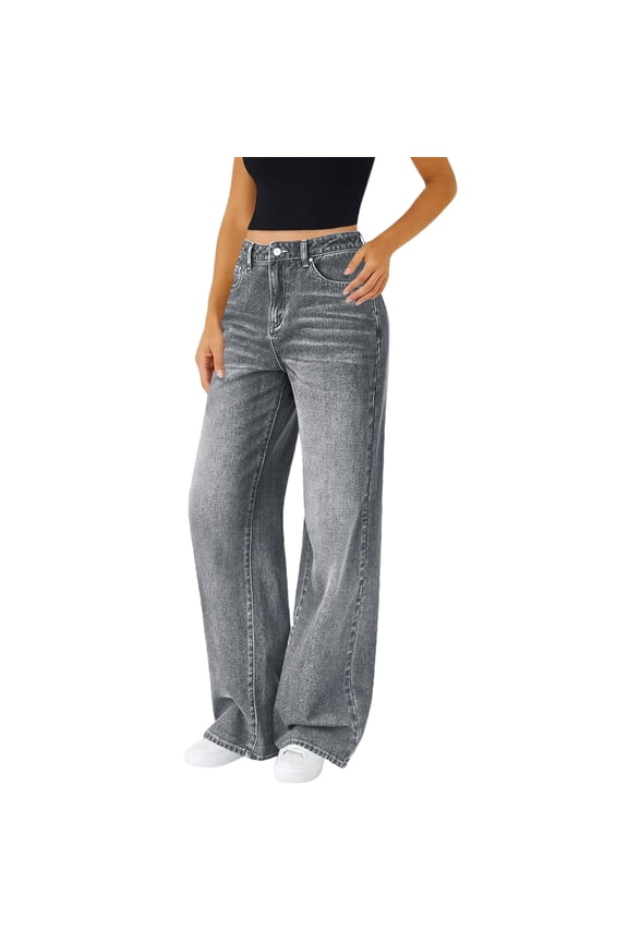 Stretchy Jeans Women High Waist Office Work Denim Pants Casual Straight Leg Classic Jeans with Pockets