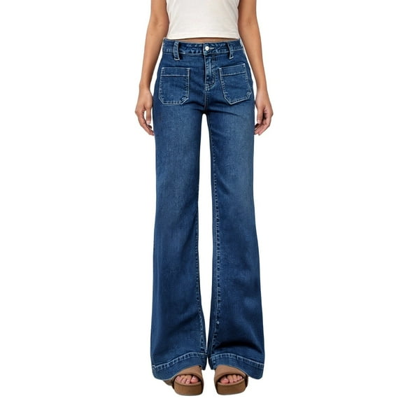 Stretchy Jeans for Women Stretchy Straight Wide Leg High Elastic Waisted Retro Streetwear Pants Fall Winter Casual Fashion Denim Pants Outfits