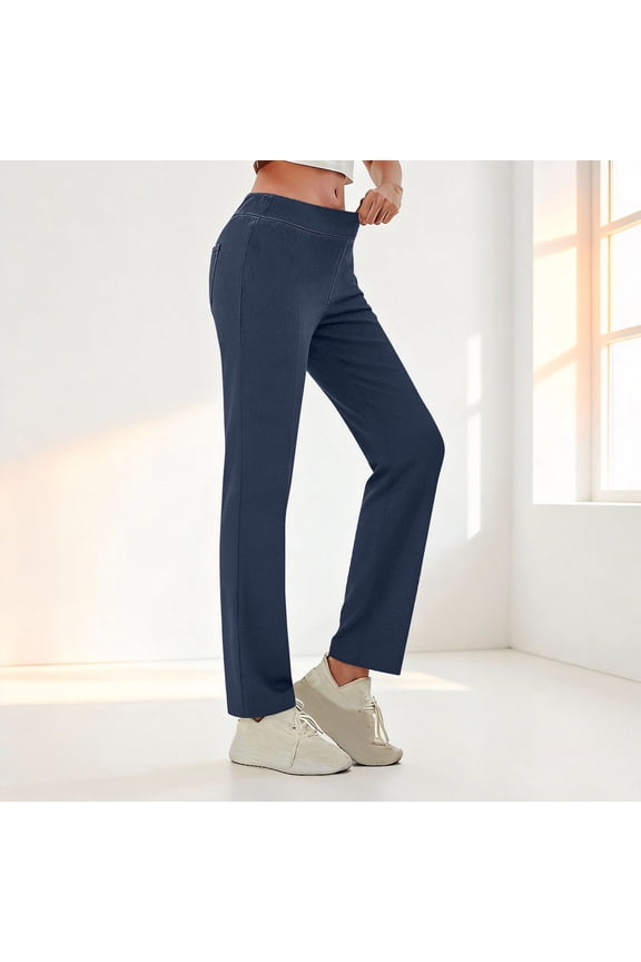 Stretchy Jeans for Women Summer High Waist Jeggings Skinny Pull on Solid Color Denim Pants with Pockets New Blue XL