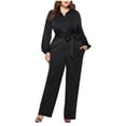 thumbnail image 1 of Stretchy Jeans for Women Wide Leg MIUOWANP Womens Fashion Solid Casual V-Neck Long Sleeve Suspender Long Jumpsuit Black XXXXXL, 1 of 5