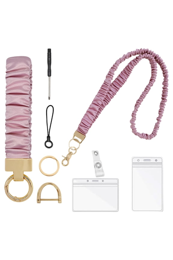 Stretchy Lanyard with ID Holder, Elastic PVC Card Holder Necklace for Women Teachers, Work Travel Gym, 30+ Inch Retractable Badge Lanyard with Phone Tether