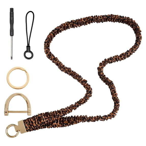 Stretchy Leopard Print Lanyard with Metal Clip, Comfortable Neck Strap for ID Badges and Keys