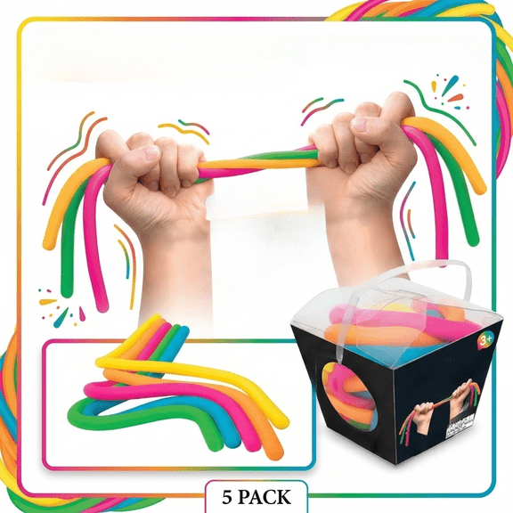 Stretchy Noodles 5 Pack Elastic Sensory Fidget Strings Colorful Stretchy Strings for Anxiety Relief Desk Decor Office Fidget Party Favors