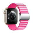 thumbnail image 1 of Stretchy Nylon Sport Bands for Apple Watch 42(Series 1/2/3)/44/45/46/49mm Men Women, Security Loop, Reflective Strips, Magnetic Clasp, for iWatch Series 10 Ultra SE 9 8 7 6 5 4 3 2 1, Pink, 1 of 3