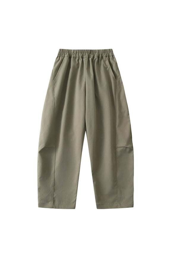 Stretchy Pants for Kids Kids Barrel Pants Wide Leg Loose Baggy Trousers Boys Girls Soft Stretch Trendy Streetwear Fall Pants with Pockets Girls Yoga Pants Green 4-5Y