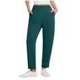 thumbnail image 1 of Stretchy Pants for Women Casual Elastic Waist Solid Color Trouser Baggy Travel Pant with Pockets Navy 2XL, 1 of 7
