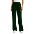 thumbnail image 1 of Stretchy Pants for Women Women's High Waisted Stretchy Pull on Dress Pants Casual Wide Leg Work Yoga Pants Green L, 1 of 7