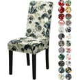 thumbnail image 1 of Stretchy Chair Slipcovers Set of 4, 170g Milk Silk (5% Spandex) Stretch Dining Chair Seat Covers, Removable Washable Protectors for Party, Pet Protection, and Home Use (Dark Flowers)., 1 of 6