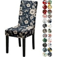 thumbnail image 1 of Stretch Dining Chair Covers Set of 4, 170g Milk Silk (5% Spandex) Slipcovers, Removable Washable Chair Protectors for Home, Party, and Pet Protection (Flowers Dark)., 1 of 6