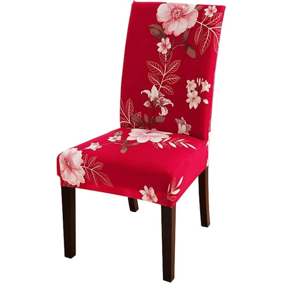 Stretchy Parson Chair Slipcovers for Dining Room Chair seat Covers Chair Protectors for Party Pet Protection Universal Fit Soft Polyester (Set of 6, Flowers Red)