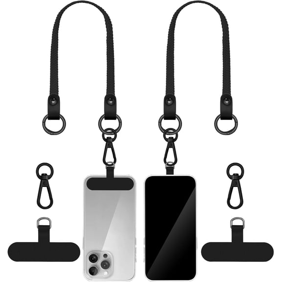 Stretchy Phone Lanyard Tether, 2 Pack Phone Leash Anti-theft Phone Strap for Anti-drop Outdoor Hiking Cycling Climbing Universal for Most Cell Phones, Black
