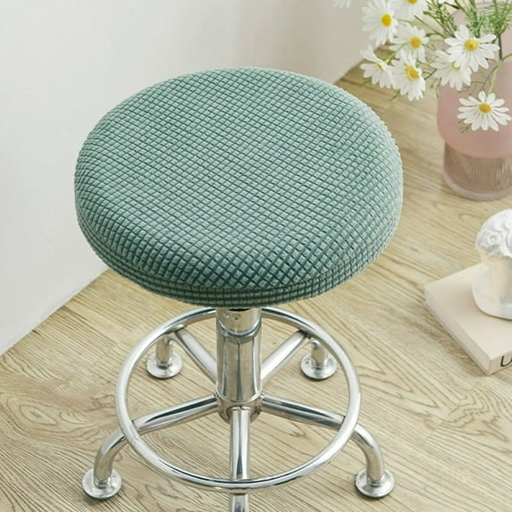 Stretchy Plaid Stool Cover for Round Swivel Chairs, Protective Furniture Cover for Bar or Salon, 30-36cm Diameter, Elastic Fit