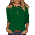 thumbnail image 1 of Stretchy Polyester Cotton Maternity Tops and Rompers, 3/4 Sleeve for Women Three Quarter Woman Elbow Length Spring Beach Fashion Outfits 2025 Trendy Summer Short Shirts Green M, 1 of 5