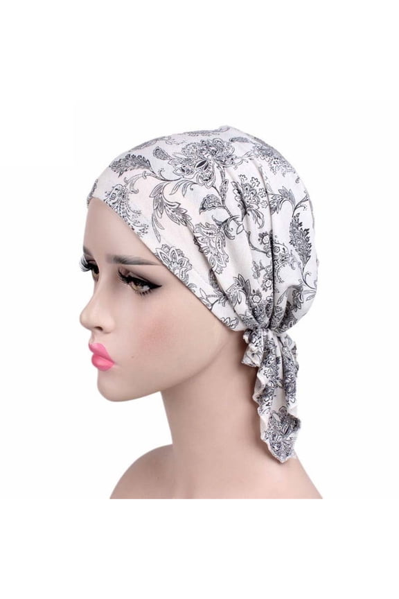 Stretchy Printed Chemo Hat Soft Headscarf Turban Hat For Sensitive Scalp Muslims Headwear And Patients Daily Use