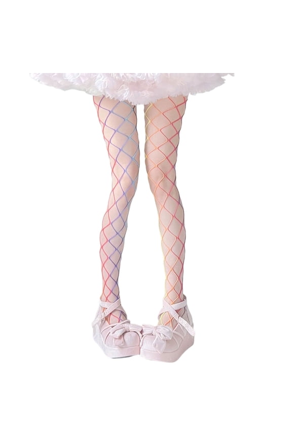 Stretchy Rainbow Sheer Pantyhose Skin Friendly Nylon Leggings Nonslip Waistband Evening Party Wear Women Tights