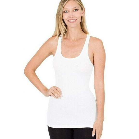Stretchy Rbbed Knit Racerback Tank Top Cotton/Spandex (S-3X)