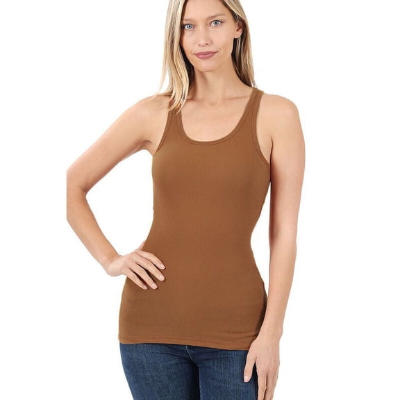 Stretchy Rbbed Knit Racerback Tank Top Cotton/Spandex (S-3X)