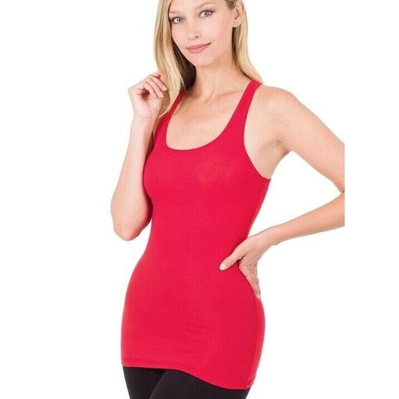 Stretchy Rbbed Knit Racerback Tank Top Cotton/Spandex (S-3X)