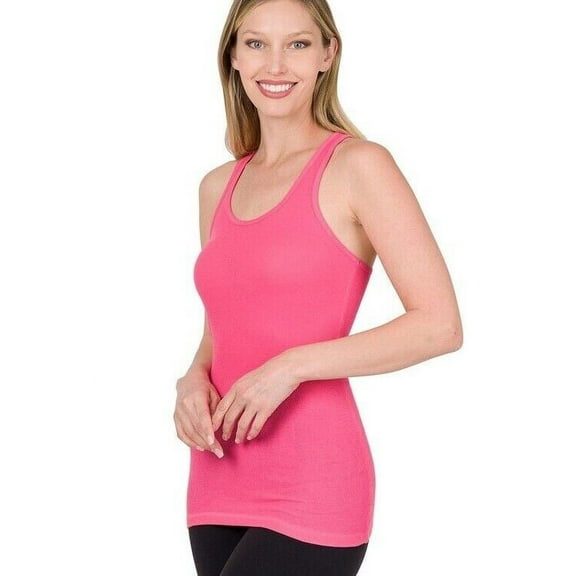Stretchy Rbbed Knit Racerback Tank Top Cotton/Spandex (S-3X)