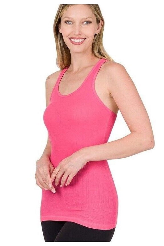 Stretchy Rbbed Knit Racerback Tank Top Cotton/Spandex (S-3X)
