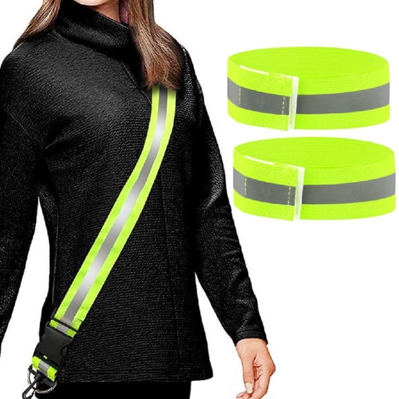 Stretchy Reflective Waistband Armband Sashes for Biking Cycling Jogging Walking, High Reflective Belt