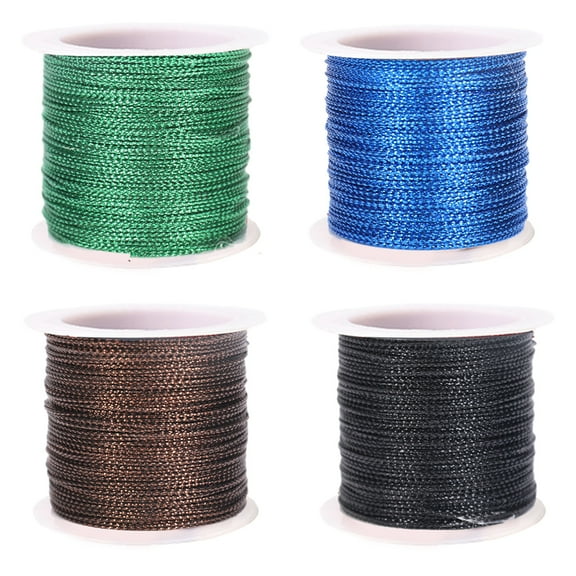 Stretchy Ribbon for Crafting & Wrapping, 1mm Thick, 20m per Roll, 4 Rolls Total Metallic Elastic Cords