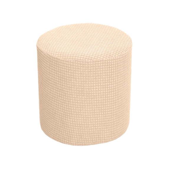 Stretchy Round Ottoman Slipcover, Waterproof Jacquard Stool Cover, Elastic All-Inclusive Round Footrest Protector for Pouf, Footstool, Vanity Chair and Home Decor