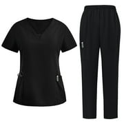 Stretchy Scrubs Women's Cagro Pants Scrub Set, Medical Uniform Scrub 2 Piece Sets,Yoga Waistband, Anti Wrinkle