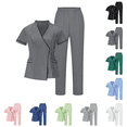 thumbnail image 1 of Stretchy Scrubs for Women Uniforms Set of Top & Pants Grey S, 1 of 9
