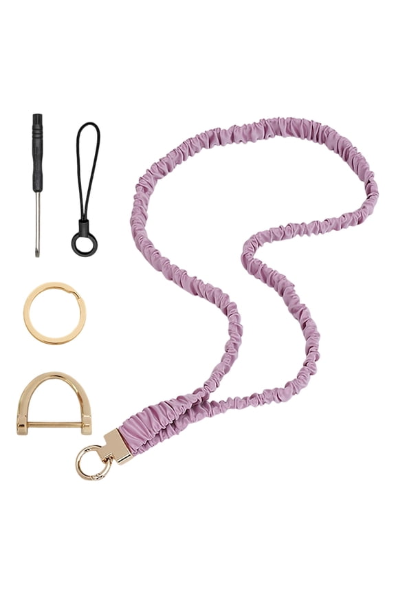 Stretchy Scrunchie Lanyard,Stretchy Scrunchie Lanyard for Id Badges & Keys, Neck Lanyard with Retractable Keychain,Long Neck Key Lanyard Straps for Women,Retractable Scrunchie Lanyard,(Purple)