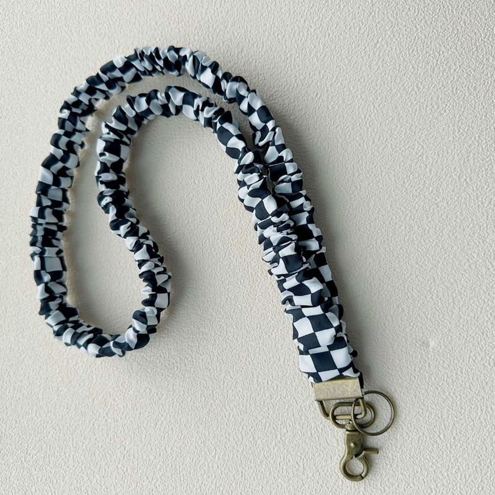 Stretchy Scrunchie Lanyard for ID Badges – Cute Neck Lanyard for Keys | Retractable Keychain Holder for Women