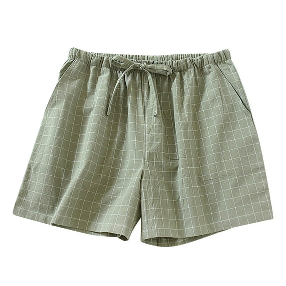 Stretchy Shorts for Women High Waisted Cotton Spring/Summer Thin Loose Fitting Simple Checkered Home Pants Trendy Casual Shorts M-XL