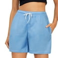 thumbnail image 1 of Stretchy Shorts for Women High Waisted Drawstring Color Waist Comfy Solid Elastic Pants Casual Pants Beach Vacation Trendy 2025 with Pockets XS-3XL, 1 of 4
