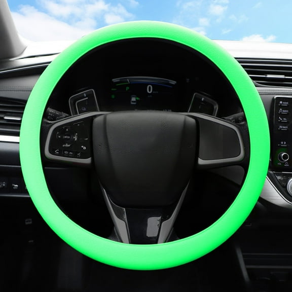 Stretchy Silicone Steering Wheel Cover Universal Fit 13''-18'' Wheels Anti- Grip Enhanced Control All Weather Protection(Green-40X40Cm)