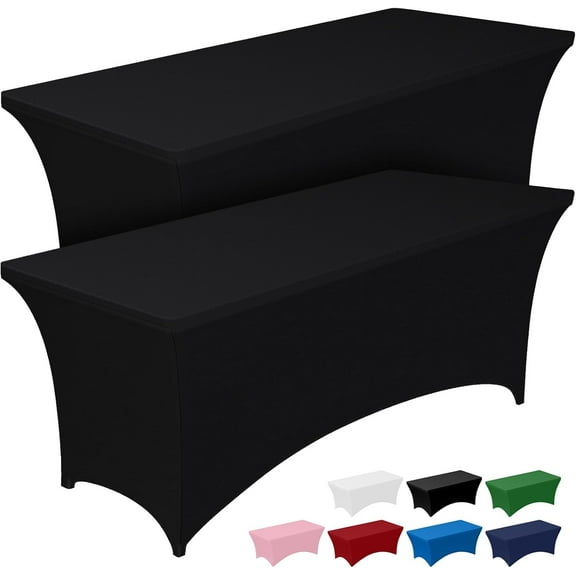 Stretchy Spandex Tablecloth 6ft - 2 Pack, Fitted and Tight Table Cover
