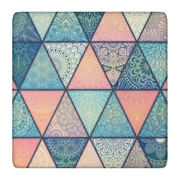 Stretchy Square Tablecloth 36x36 Inch with Elastic Edging, Bohemian Floral Print for Card Tables and Patio Entertainment