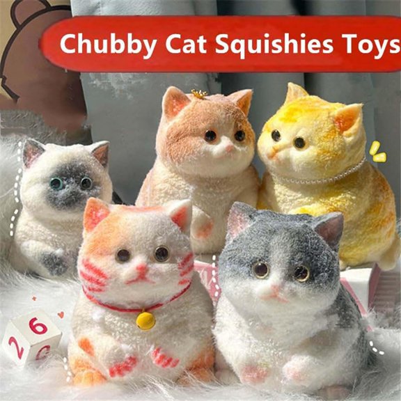 Stretchy Squeeze Toys, Cat Stress and Relaxation Relief, 3.5In Flocked Figure, Squeeze Toys, Cat Decor for Cat Lovers, Blue Decorations, 1 Pc