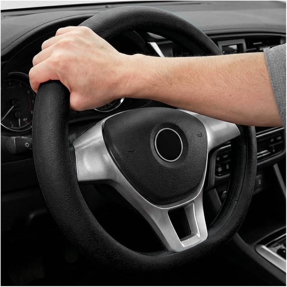 Stretchy Steering Wheel Cover, Non-Slip Grip & Control Wheel Protective Cover, Elastic Protector Fits 13-16.5 Inch Steering Wheels, Accessories (Black)