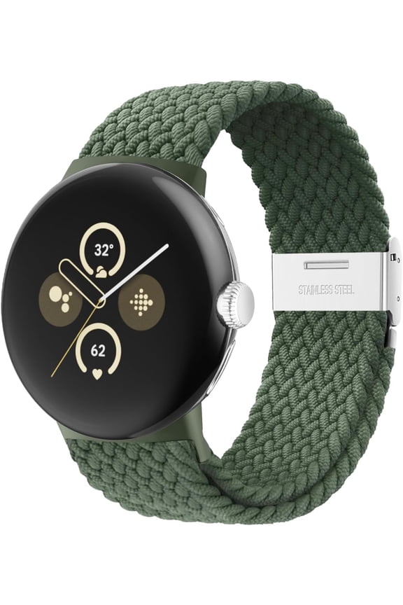 Stretchy Stretchy Braided Bands Compatible with Google Pixel Watch 3 Band 41mm/Pixel Watch 2 Band/Google Pixel Watch Band - Upgraded Connector - Elastic Nylon Breathable Sport Straps for Women Men