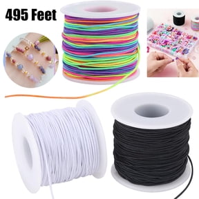 Stretchy String for Bracelets, 3 Rolls 1 mm 495 Feet Sturdy Elastic String Cord for Jewelry Making, Necklaces, Beading and Crafts (1.0mm (Black&Wihte&Rainbow))