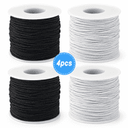 Stretchy String for Bracelets, 4 Rolls 1 mm Sturdy Elastic String Elastic Cord for Jewelry Making, Necklaces, Beading 2 Black+ 2 White