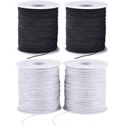 Stretchy String for Bracelets, 4 Rolls 1 mm Sturdy Elastic String Elastic Cord for Jewelry Making, Necklaces, Beading 2 Black+ 2 White